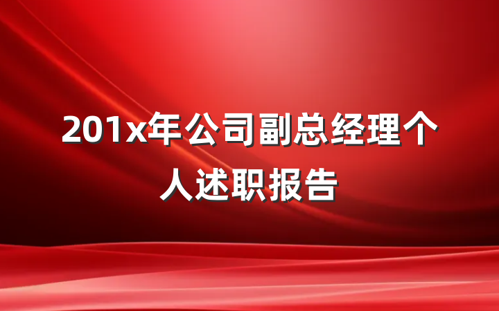 201x年公司副总经理个人述职报告