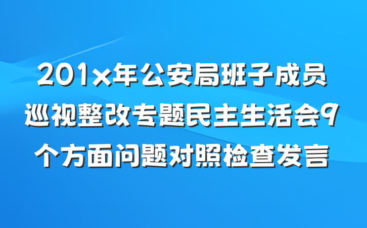 201x年公安局班子成员巡视整改专题民主生活会9个方面问题对照检查发言