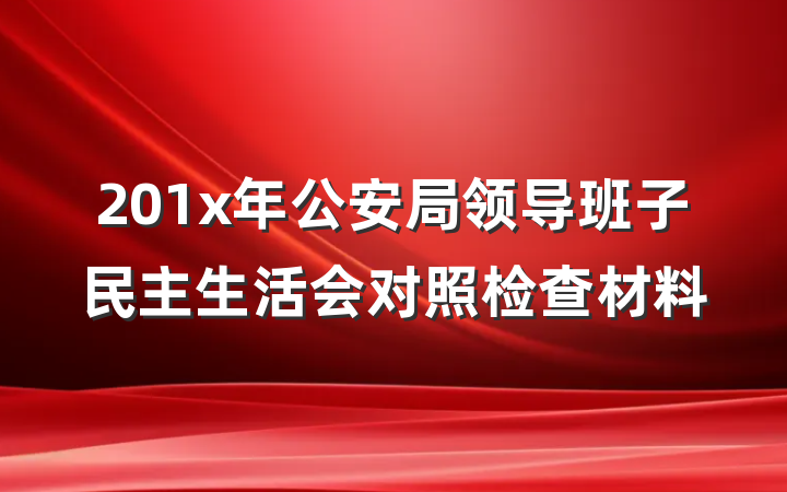 201x年公安局领导班子民主生活会对照检查材料
