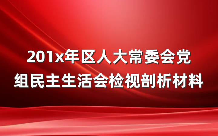 201x年区人大常委会党组民主生活会检视剖析材料