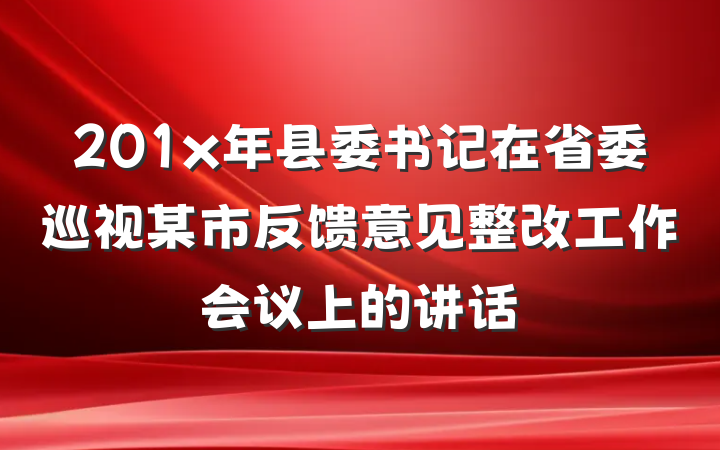 201x年县委书记在省委巡视某市反馈意见整改工作会议上的讲话