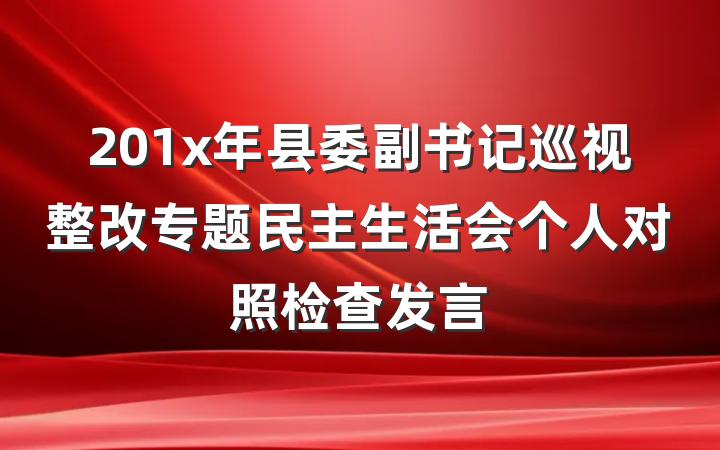 201x年县委副书记巡视整改专题民主生活会个人对照检查发言