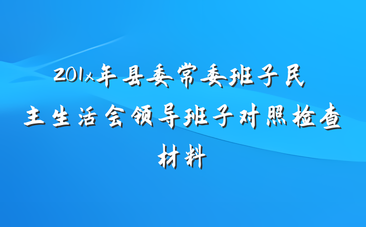 201x年县委常委班子民主生活会领导班子对照检查材料