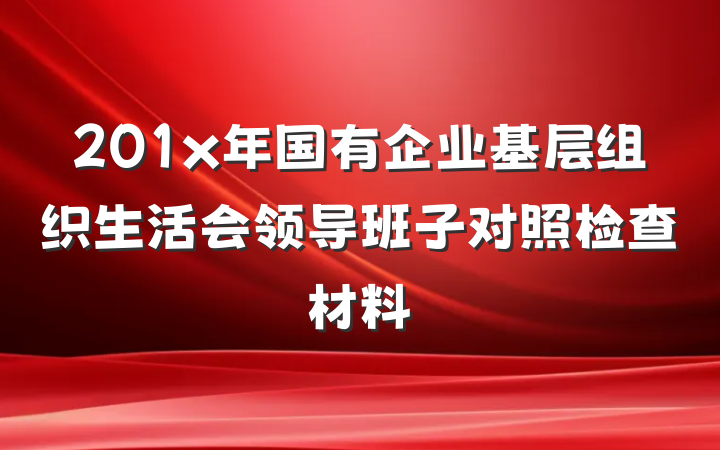 201x年国有企业基层组织生活会领导班子对照检查材料