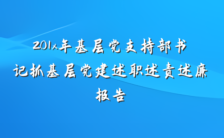 201x年基层党支持部书记抓基层党建述职述责述廉报告