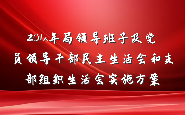 201x年局领导班子及党员领导干部民主生活会和支部组织生活会实施方案