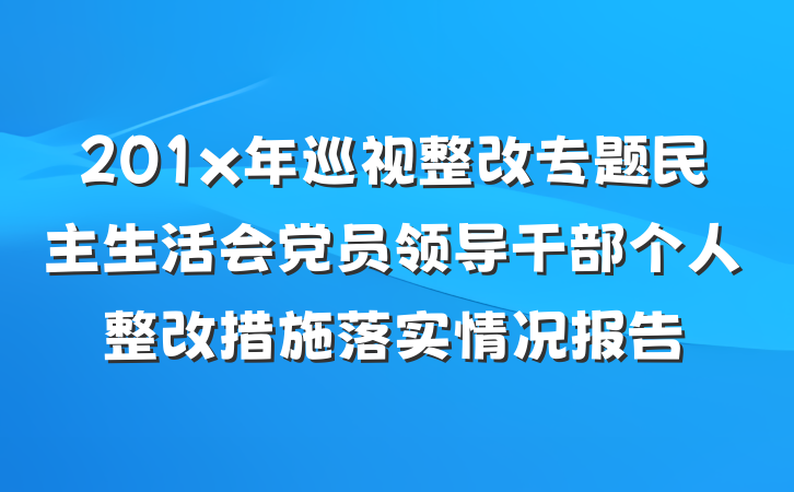 201x年巡视整改专题民主生活会党员领导干部个人整改措施落实情况报告
