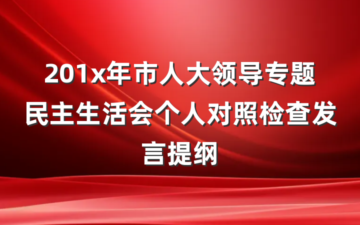 201x年市人大领导专题民主生活会个人对照检查发言提纲