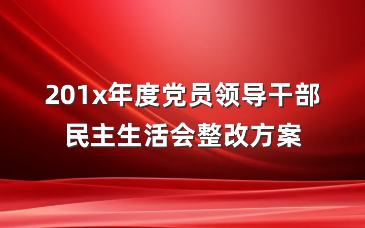 201x年度党员领导干部民主生活会整改方案