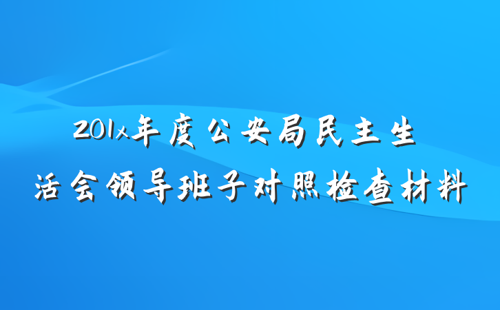 201x年度公安局民主生活会领导班子对照检查材料