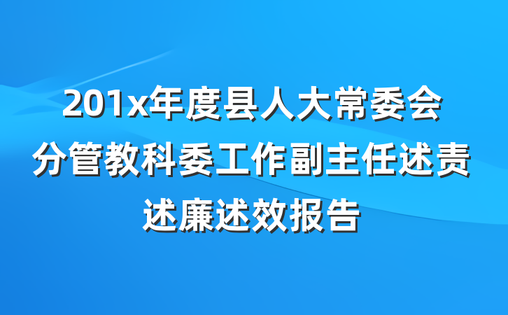 201x年度县人大常委会分管教科委工作副主任述责述廉述效报告