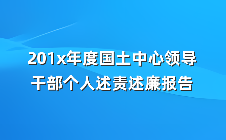 201x年度国土中心领导干部个人述责述廉报告