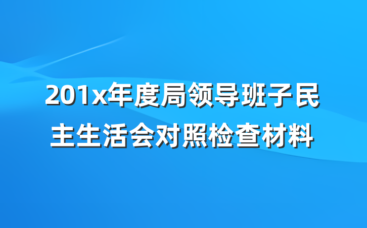 201x年度局领导班子民主生活会对照检查材料
