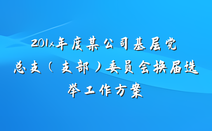 201x年度某公司基层党总支（支部）委员会换届选举工作方案