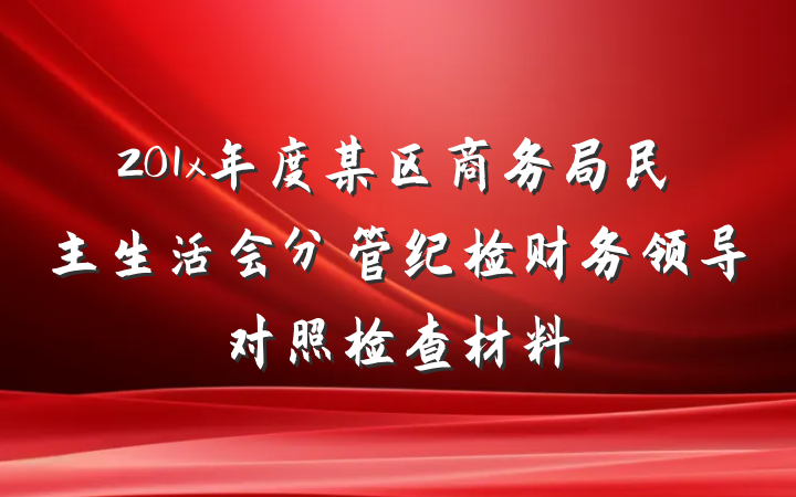 201x年度某区商务局民主生活会分管纪检财务领导对照检查材料