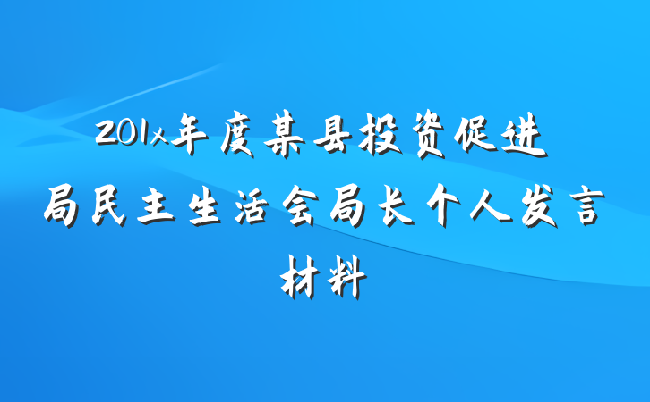 201x年度某县投资促进局民主生活会局长个人发言材料
