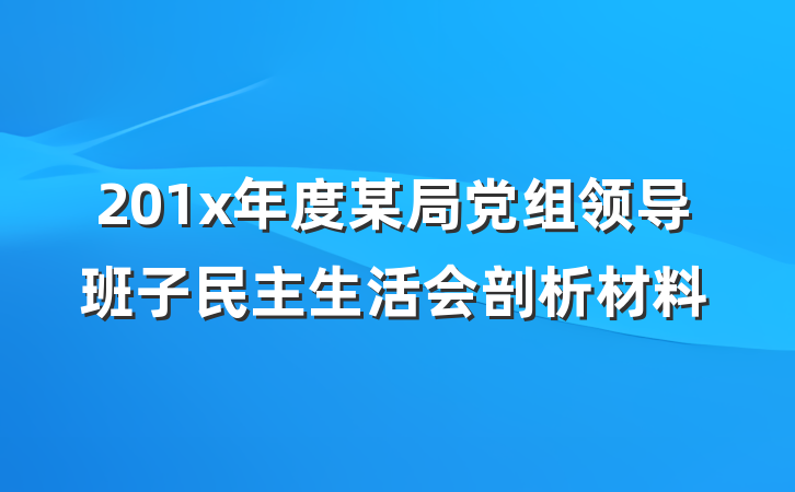 201x年度某局党组领导班子民主生活会剖析材料