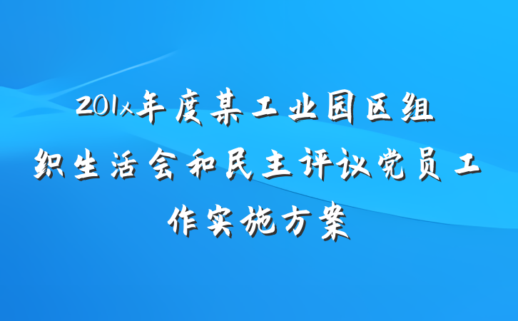 201x年度某工业园区组织生活会和民主评议党员工作实施方案