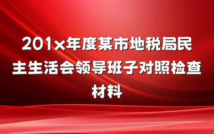 201x年度某市地税局民主生活会领导班子对照检查材料