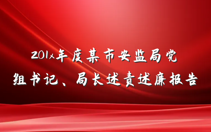 201x年度某市安监局党组书记、局长述责述廉报告