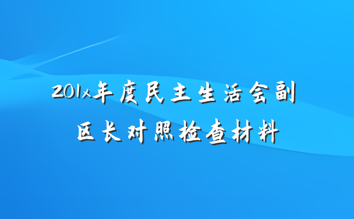201x年度民主生活会副区长对照检查材料