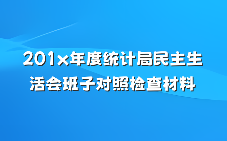 201x年度统计局民主生活会班子对照检查材料