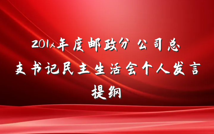 201x年度邮政分公司总支书记民主生活会个人发言提纲