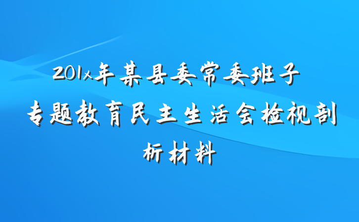 201x年某县委常委班子专题教育民主生活会检视剖析材料
