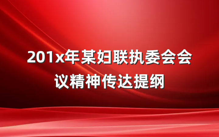 201x年某妇联执委会会议精神传达提纲