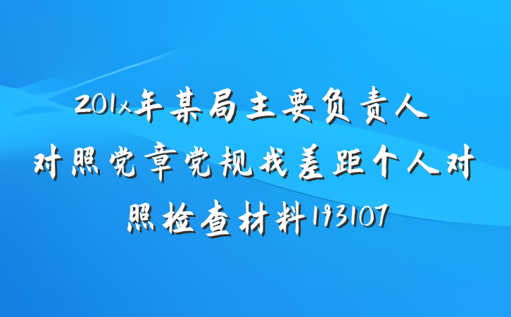 201x年某局主要负责人对照党章党规找差距个人对照检查材料193107
