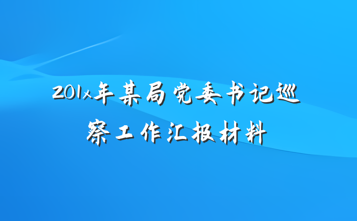 201x年某局党委书记巡察工作汇报材料