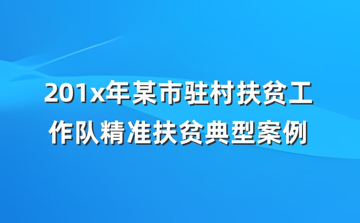 201x年某市驻村扶贫工作队精准扶贫典型案例