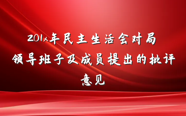 201x年民主生活会对局领导班子及成员提出的批评意见