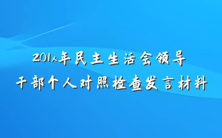 201x年民主生活会领导干部个人对照检查发言材料