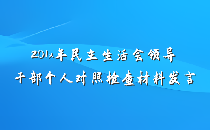201x年民主生活会领导干部个人对照检查材料发言
