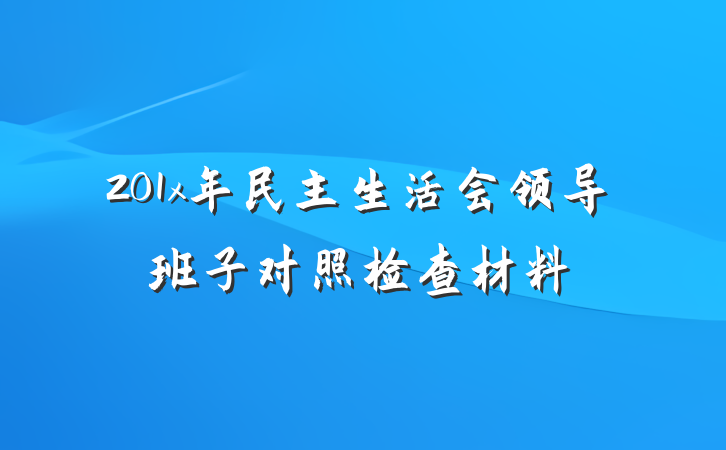 201x年民主生活会领导班子对照检查材料
