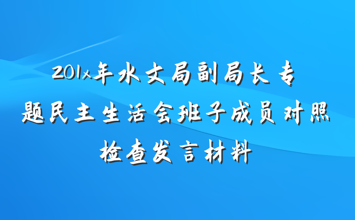 201x年水文局副局长专题民主生活会班子成员对照检查发言材料