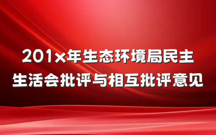 201x年生态环境局民主生活会批评与相互批评意见