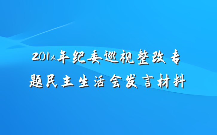 201x年纪委巡视整改专题民主生活会发言材料