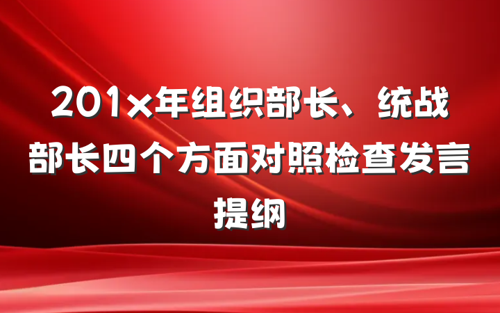 201x年组织部长、统战部长四个方面对照检查发言提纲