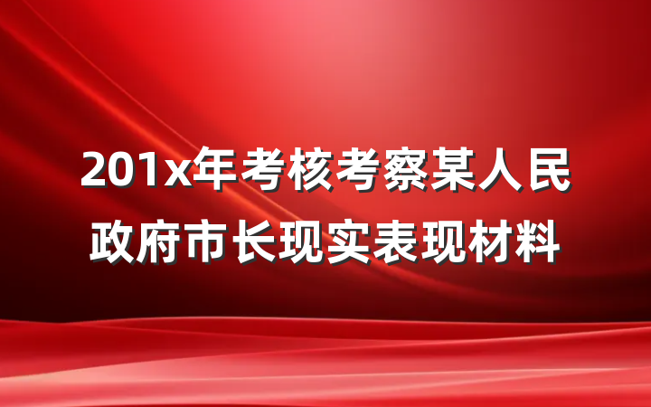 201x年考核考察某人民政府市长现实表现材料