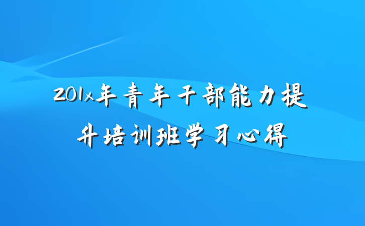 201x年青年干部能力提升培训班学习心得