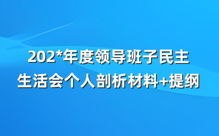 202*年度领导班子民主生活会个人剖析材料 提纲
