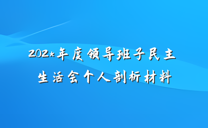 202*年度领导班子民主生活会个人剖析材料