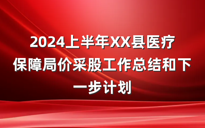 2024上半年XX县医疗保障局价采股工作总结和下一步计划