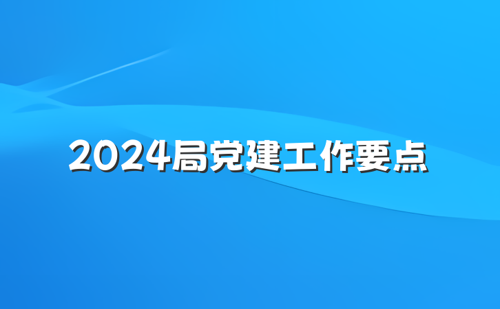 2024局党建工作要点