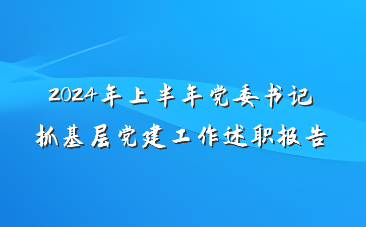 2024年上半年党委书记抓基层党建工作述职报告