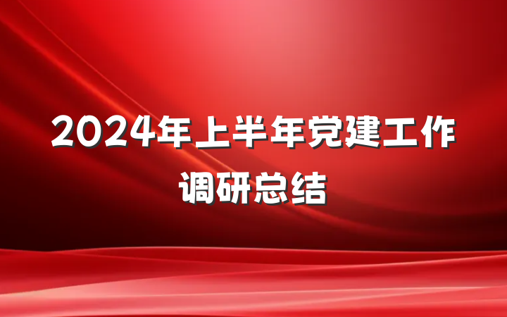 2024年上半年党建工作调研总结