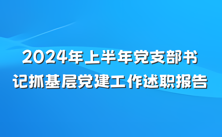 2024年上半年党支部书记抓基层党建工作述职报告