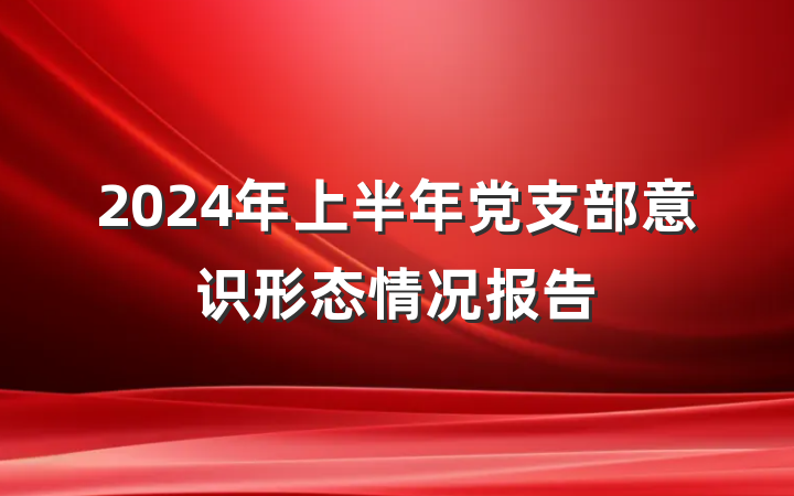 2024年上半年党支部意识形态情况报告